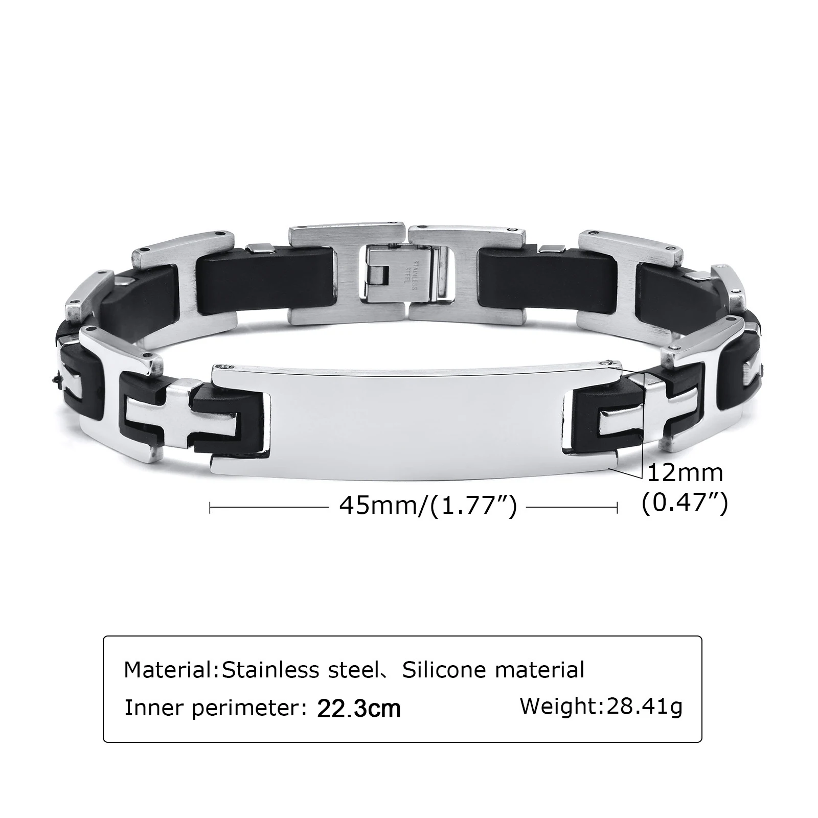 Personalize Cross Custom Name Text Men Stainless Steel Bracelet For Women Smooth Engrave Logo Id Bracelets Gift Jewelry