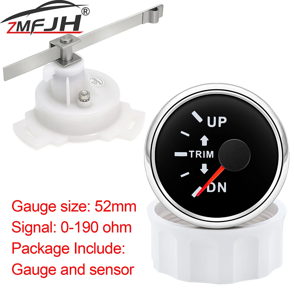 

2"52mm Marine Boat Trim Gauge With Trim Tilt Indicator Sensor 0-190ohm Trim Meter 7 Color Backlight UP-DN Trim Level Gauge