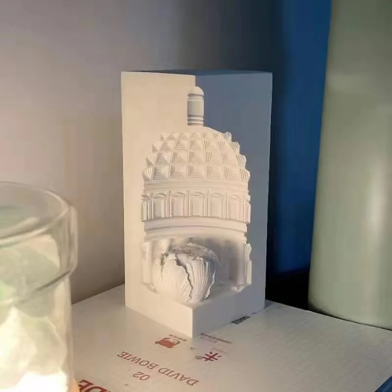 Book Nook Plaster Pantheon Roman Dome Building Model With Rose Or Skirt Booknook Ornaments Bookshelf Home Bedroom Decoration