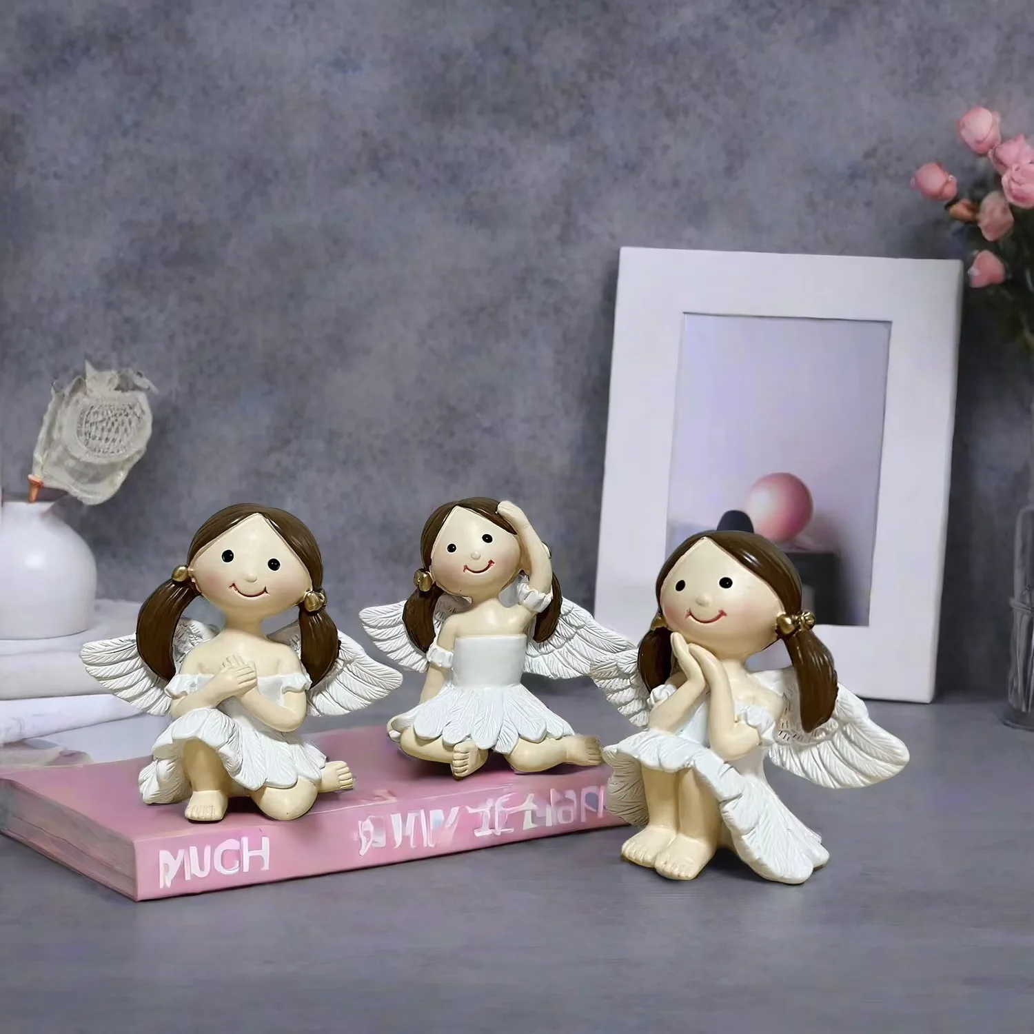 Angel Girl Resin Statue, Aesthetic Home Desktop Decor Figurine, Trending Gift for Sister Friend