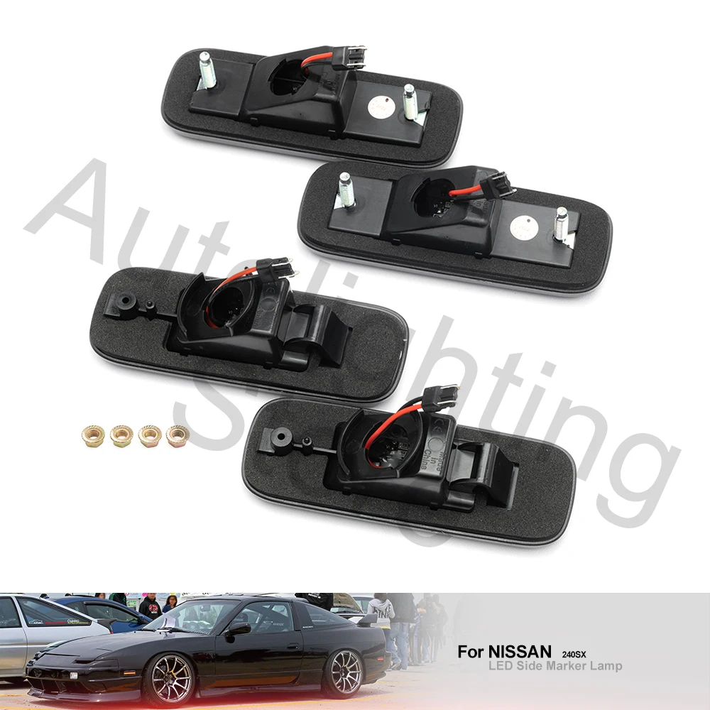 4PCS LED front amber +rear red Side Marker light Fender Turn Signal Lamp for 1989 1990 1991 1992 1993 1994 Nissan 240SX S13