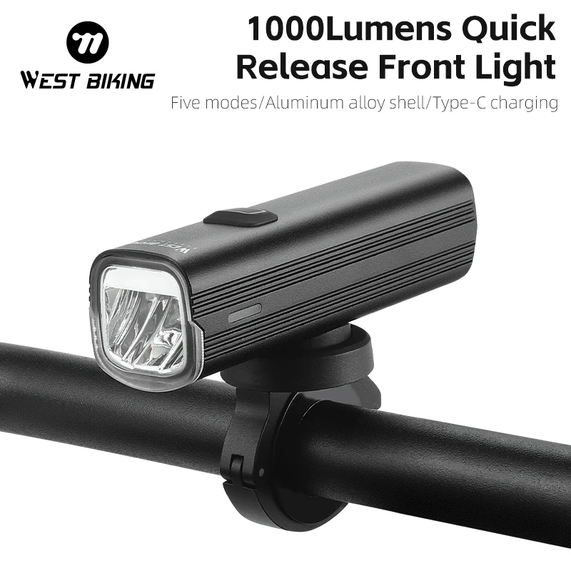 WEST BIKING 1000 Lumen Bicycle Headlight Quick Release MTB Road Bike  Handlebar Front Light Portable High Brightness Flashlight