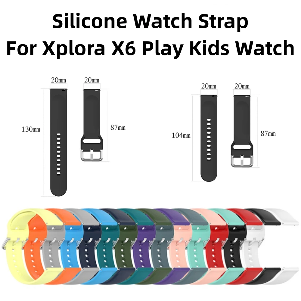 Silicone Watchbands for Xplora X6 Play Kids Watch Replacement Parts Accessory Large/Small Size Solid Color Watch Strap