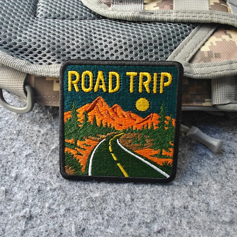 2026 New Embroidered Tactical Patch, ROAD TRIP Morale Badge, For Clothing, Hats, Rucksacks, Tactical Gear, Hook  Loop