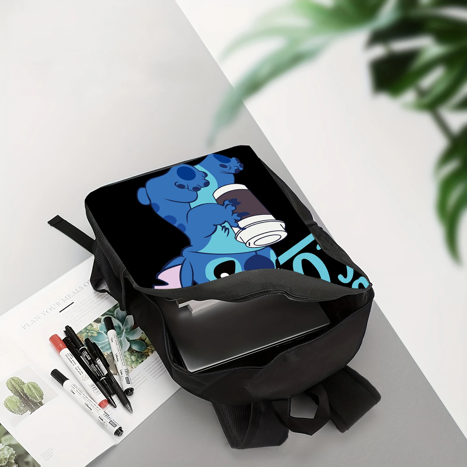 1pc cute Stitch printed backpack, student backpack, suitable for travel, daily commuting