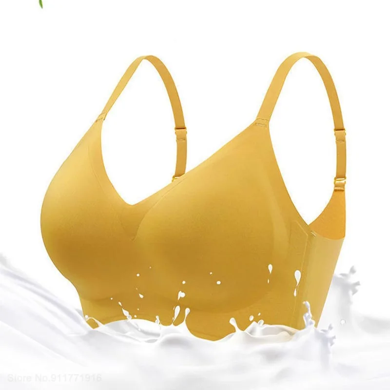 Youpin Thai Latex Bra ผู้หญิง Push Up ยืดหยุ่นไม่มีรอยต่อ Bras ชุดชั้นในสตรีรวบรวมหญิง Intimate สบาย Bralette