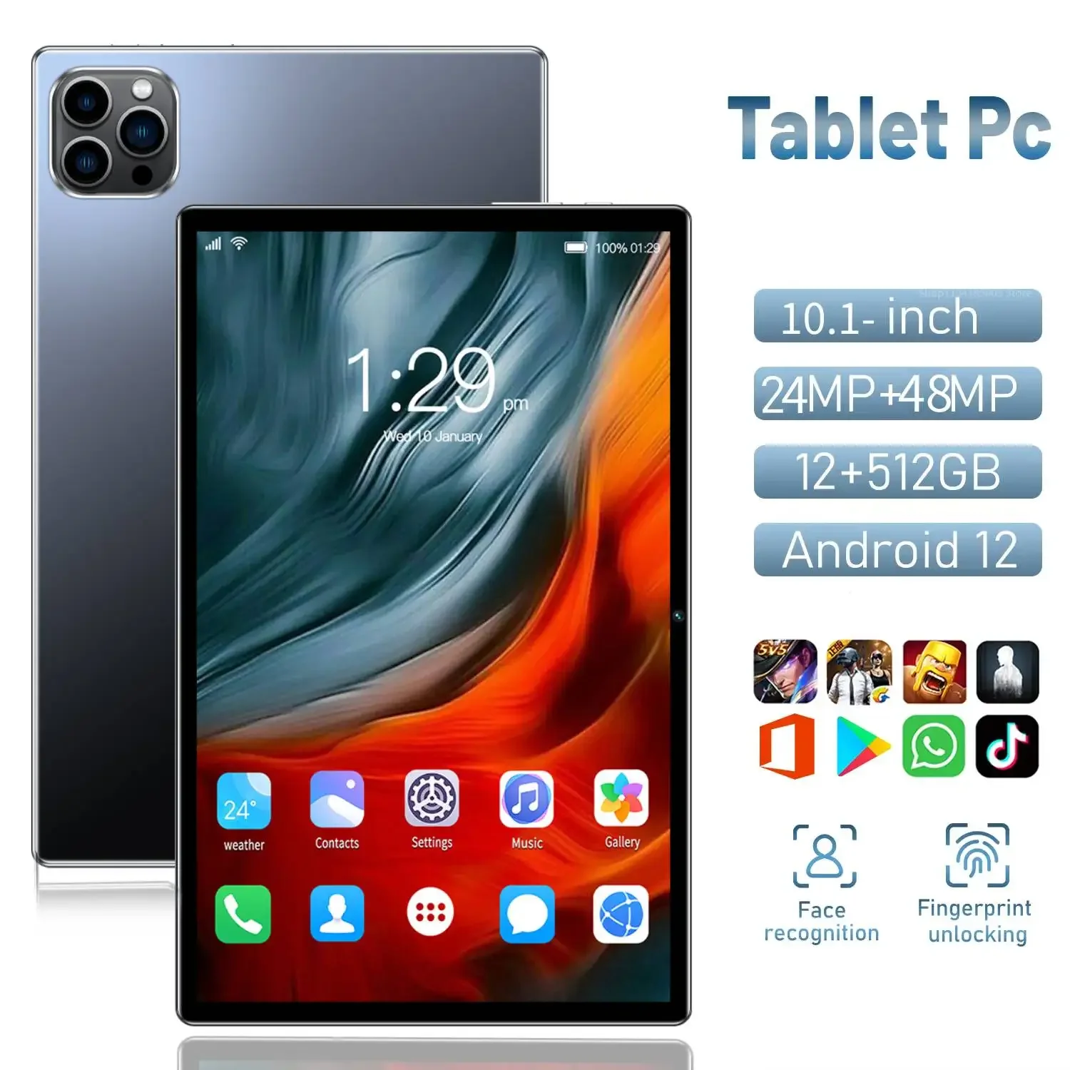 

Глобальная версия Pad 8 Pro Tablet 10,1 дюйма 12G + 512G 8000 мАч WIFI 5G Dual SIM-карта HD 4K Tablet PC 10-ядерный супер-планшетный компьютер