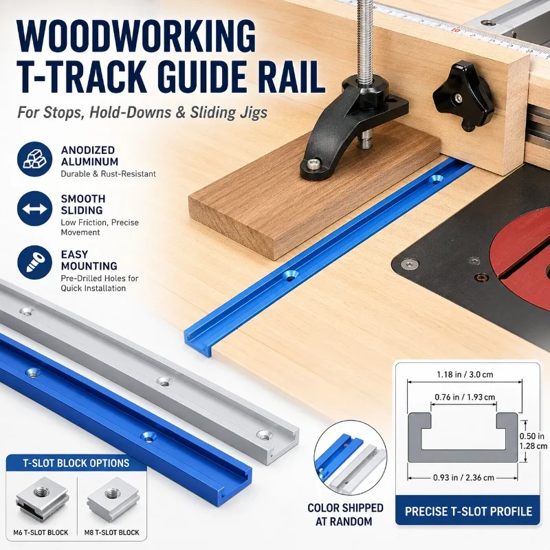 30mm Aluminum T-Track Rail Woodworking Slot Guide for Stop Block Pressure Plate Clamp Table Saw Router Workbench Jig Accessory
