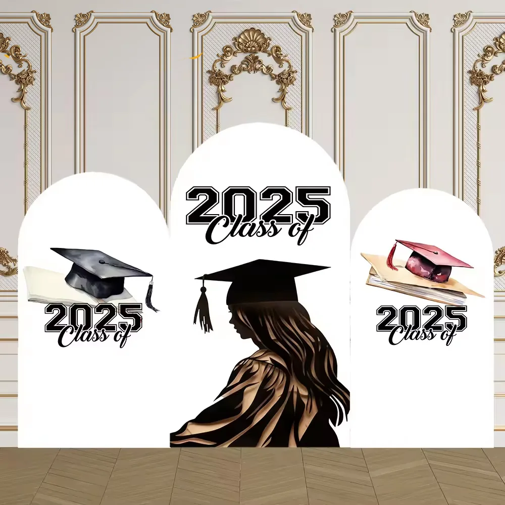 LS 2-Sided Arch Cover Class of 2025 Graduation Decoration Backdrop Boy Girl Celebrate Group Holiday Party Prom Studio Prop