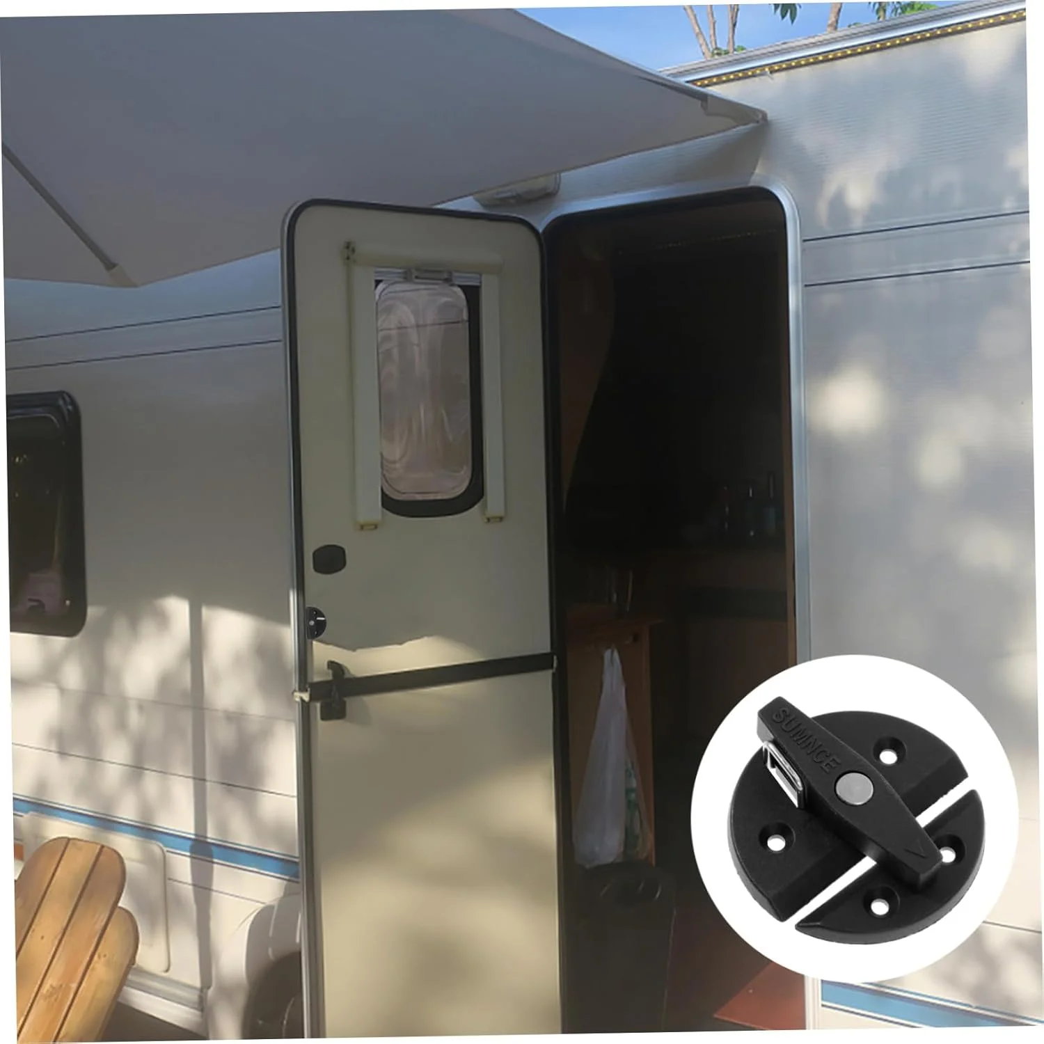 1 قطعة الثقيلة الأسود RV قفل الحمام النايلون دوامة قفل مع مشبك أمان للمعسكر متنقل RV أبواب خزائن الحمامات #3