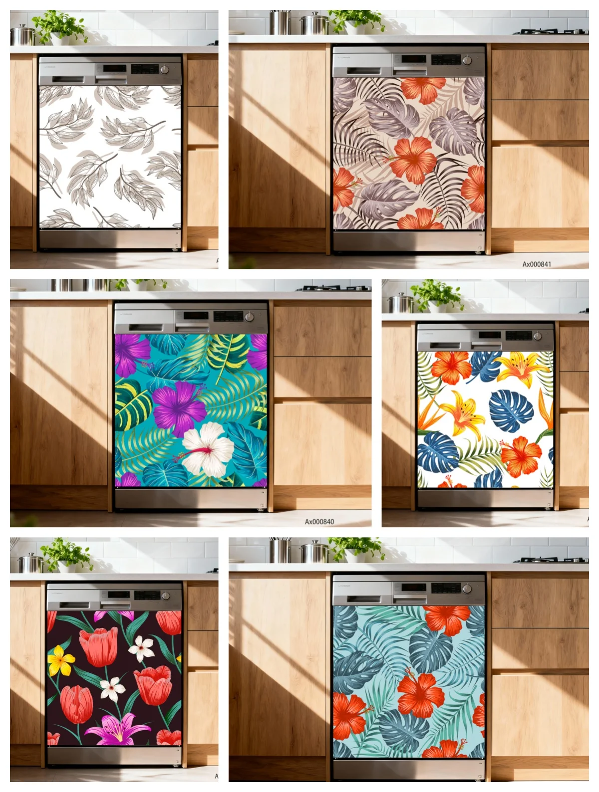 

Tropical Monstera Leaf Dishwasher Decor Sticker Self-Adhesive Decals for Kitchen Cabinets Dish-washing Machine Art Mural Decals