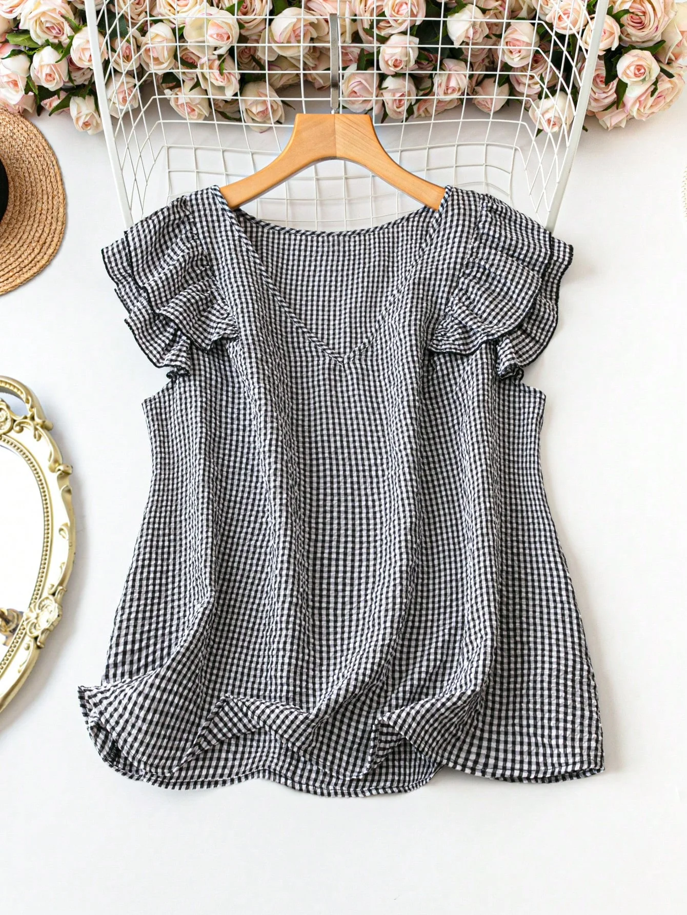 Plus size Large size Summer women& T-shirt V-neck loose temperament versatile short-sleeved top