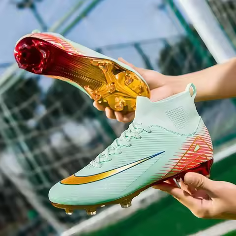 Men Soccer Shoes Professional Non-Slip Ultralight Outdoor Sport Long Spikes Football Boots Cleats Comfortable Grass Adult Cleats