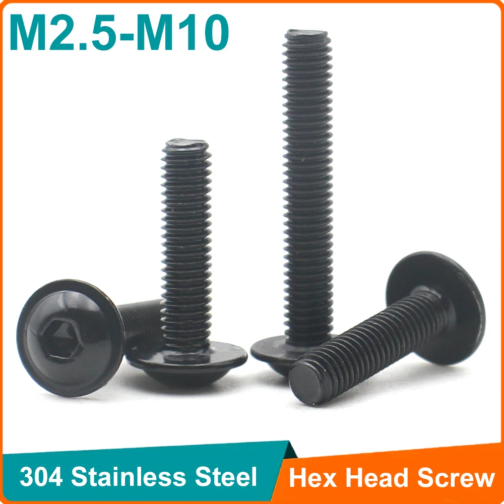 

M2.5 M3 M4 M5 M6 M8 M10 Black 304 Stainless Steel Hex Socket Button Machine Screws With Washer 5–50pcs Assortment