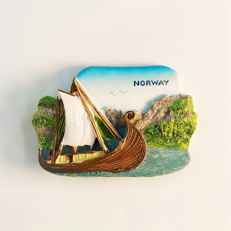 Norway Travel Commemorative Magnetic Fridge Magnet Collection Three-dimensional Landscape Cruise Decoration Resin Material
