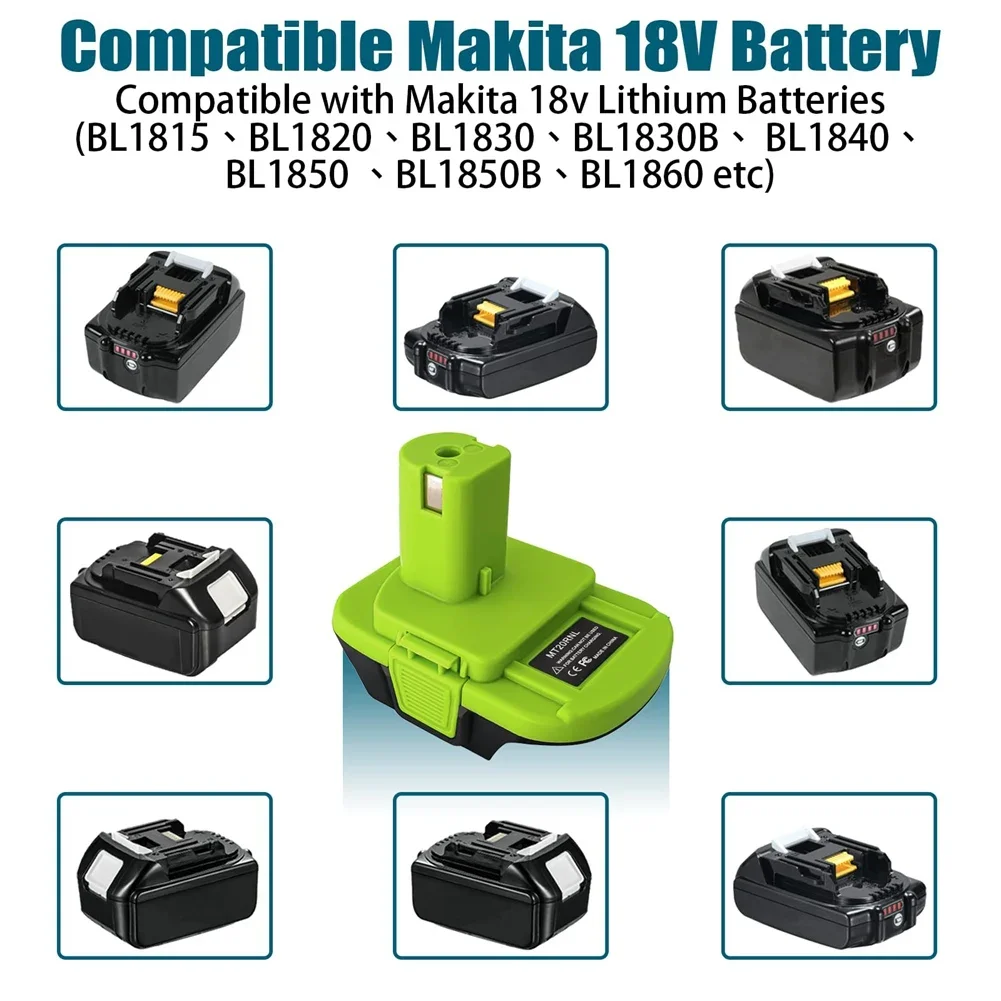 MT20RNL Battery Adapter Converter Use for Ryobi 18V Tools,Converts for Makita 18V Li-Ion Battery to Ryobi 18V Li-Ion Battery