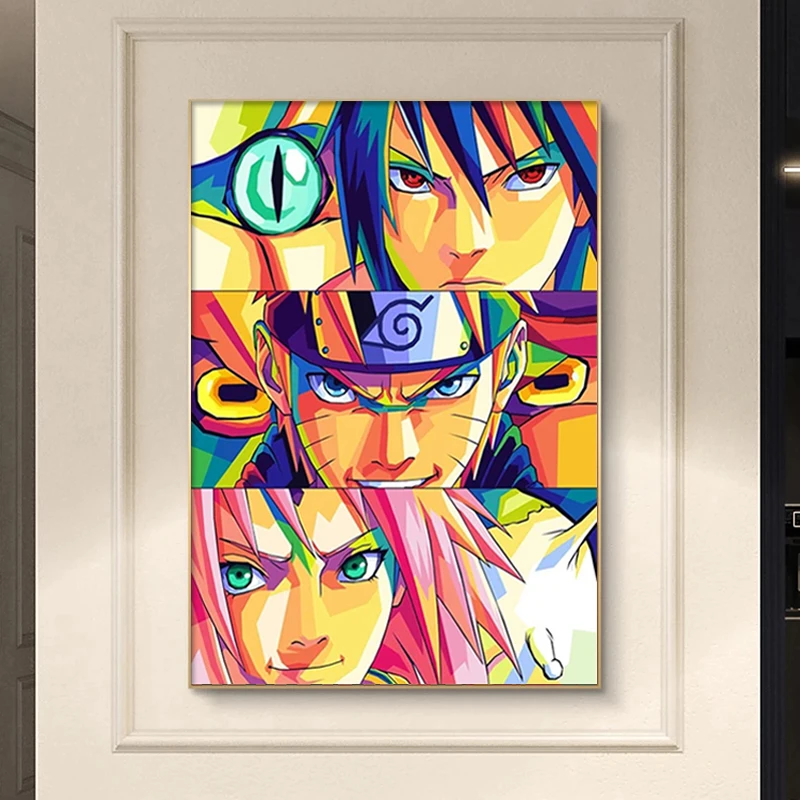 Japonês clássico anime naruto sakura sasuke cartaz pintura em tela aquarela cuadros sala de estar casa mural decoração