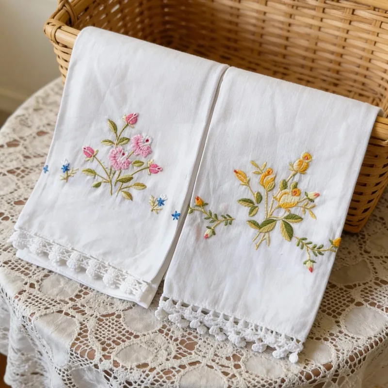 2pcs-57x34㎝-55-linen-45-cotton-white-hand-embroidered-roses-thin-thread-crocheted-face-towel-sofa-armrest-towel-cover-towel