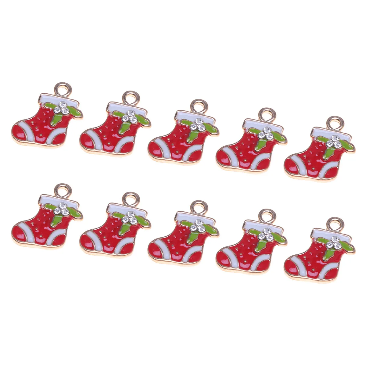 

10 Pcs Christmas Stockings Mobile Phone Accessories Charm Pendant Jewelry Charms DIY Alloy Key Making Pendants