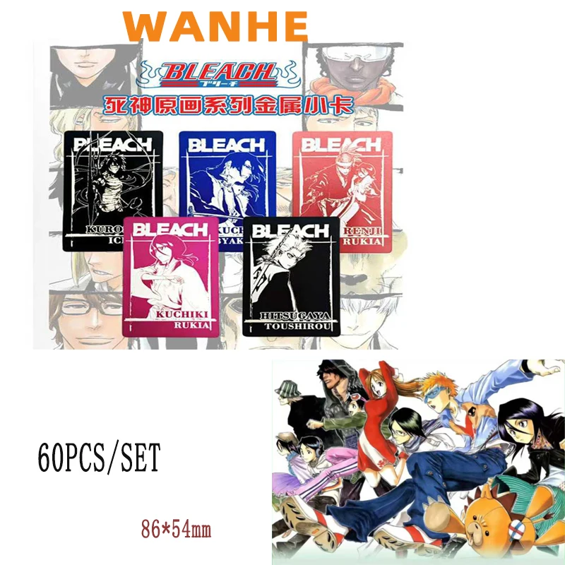 

Wholesale Bleach Collection Cards Customized Edition Anime Character Metal Card Double-Sided Laser Playing Games Cards Kids