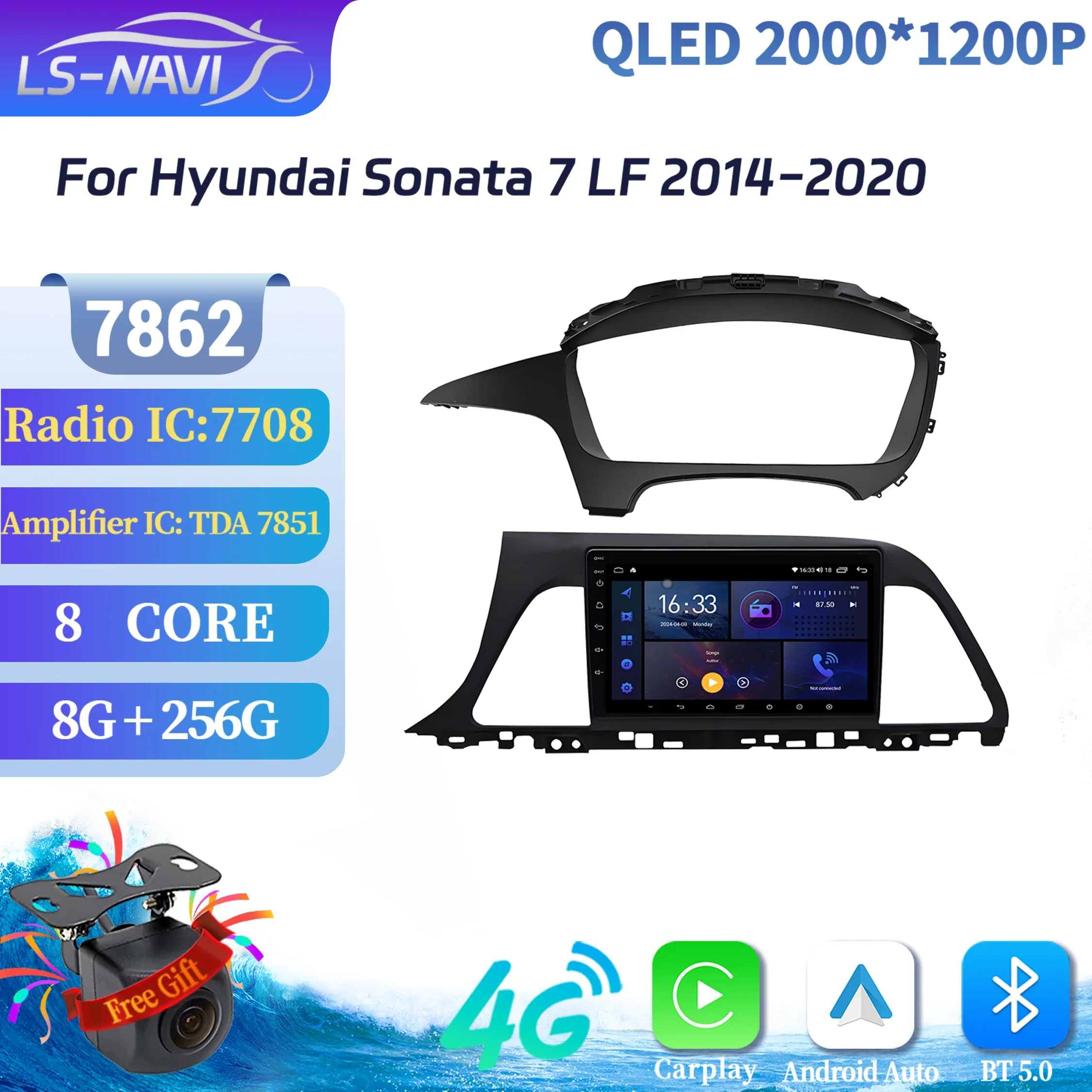 

Car Radio Multimedia 4G GPS For Hyundai Sonata 7 LF 2014-2020 Android 14 Navigation Wireless BT Carplay 2K QLED Screen Stereo