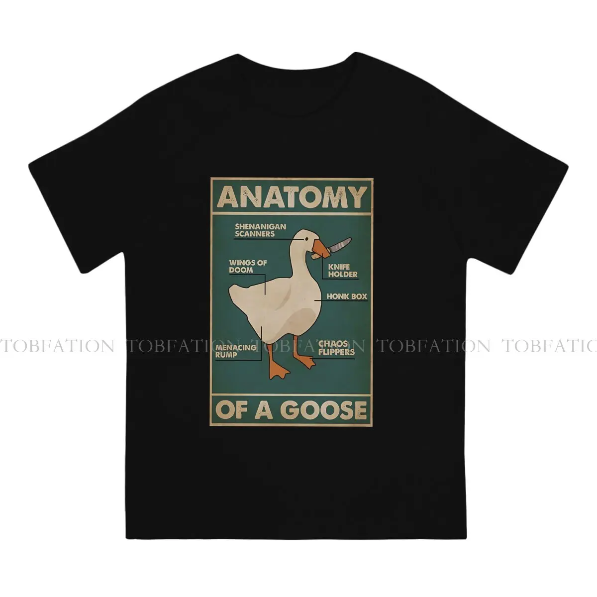 Untitled Goose Game Anatomy Tshirt Graphic Men Tops Vintage Goth Summer Clothes 100% Cotton T Shirt