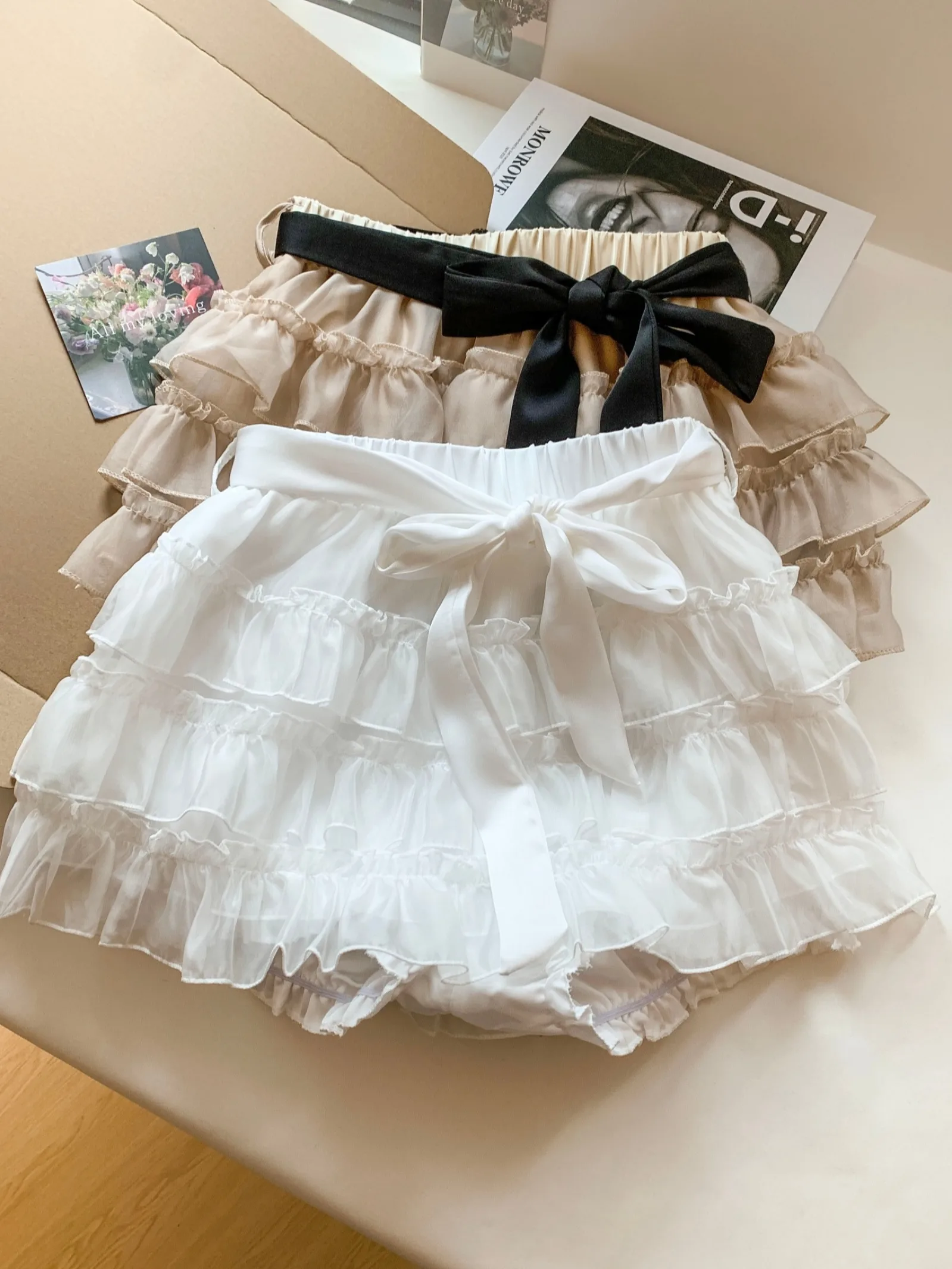 

Новая женская летняя короткая юбка Sweet Knot Layered Cake Half Skirt с высокой талией, приталенная, А-силуэт, пышная, мягкая и удобная.