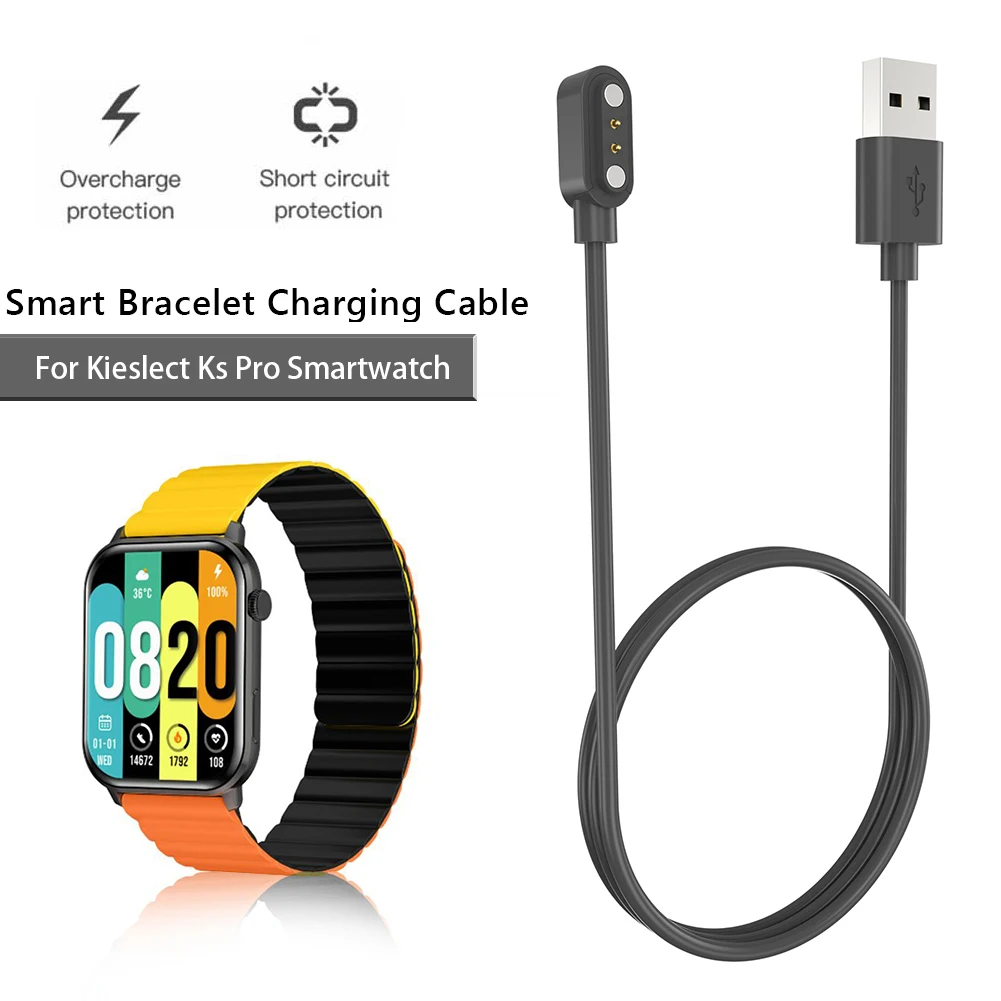 1-5PC 100CM USB Charger for Kieslect Ks Pro Smartwatch Magnetic Charging Cable Cradle Dock Power Adapter Smart Watch Accessories