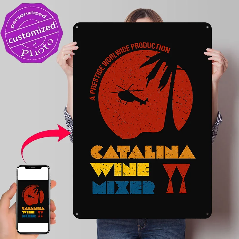 Catalina Wine Mixer Personalized 3D Textured Metal Poster Wall Art Tinplate Sign for Gaming Room Decoration Man Home Decorations