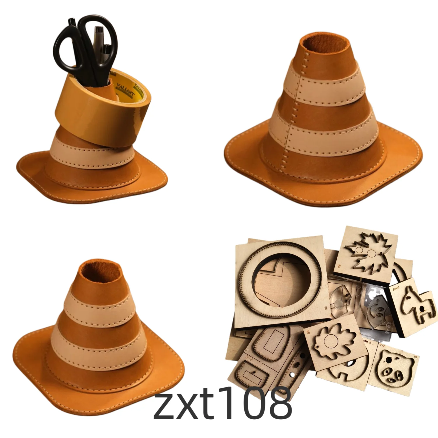 

Leather traffic cone pen holder, leather cutting tool, cutting mold, wooden mold tool ,hand cutting knife zxt108.
