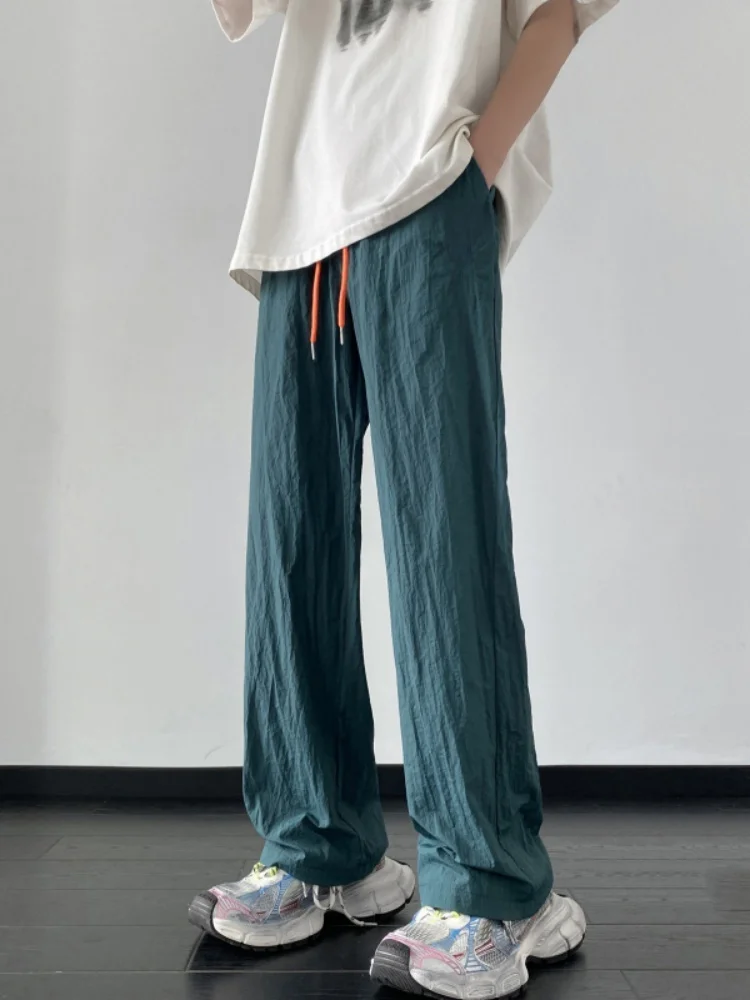 

Мужские летние тонкие брюки из ледяного шелка, быстросохнущие, модные, свободные, прямые, спортивные, американские большие размеры, повседневные длинные брюки