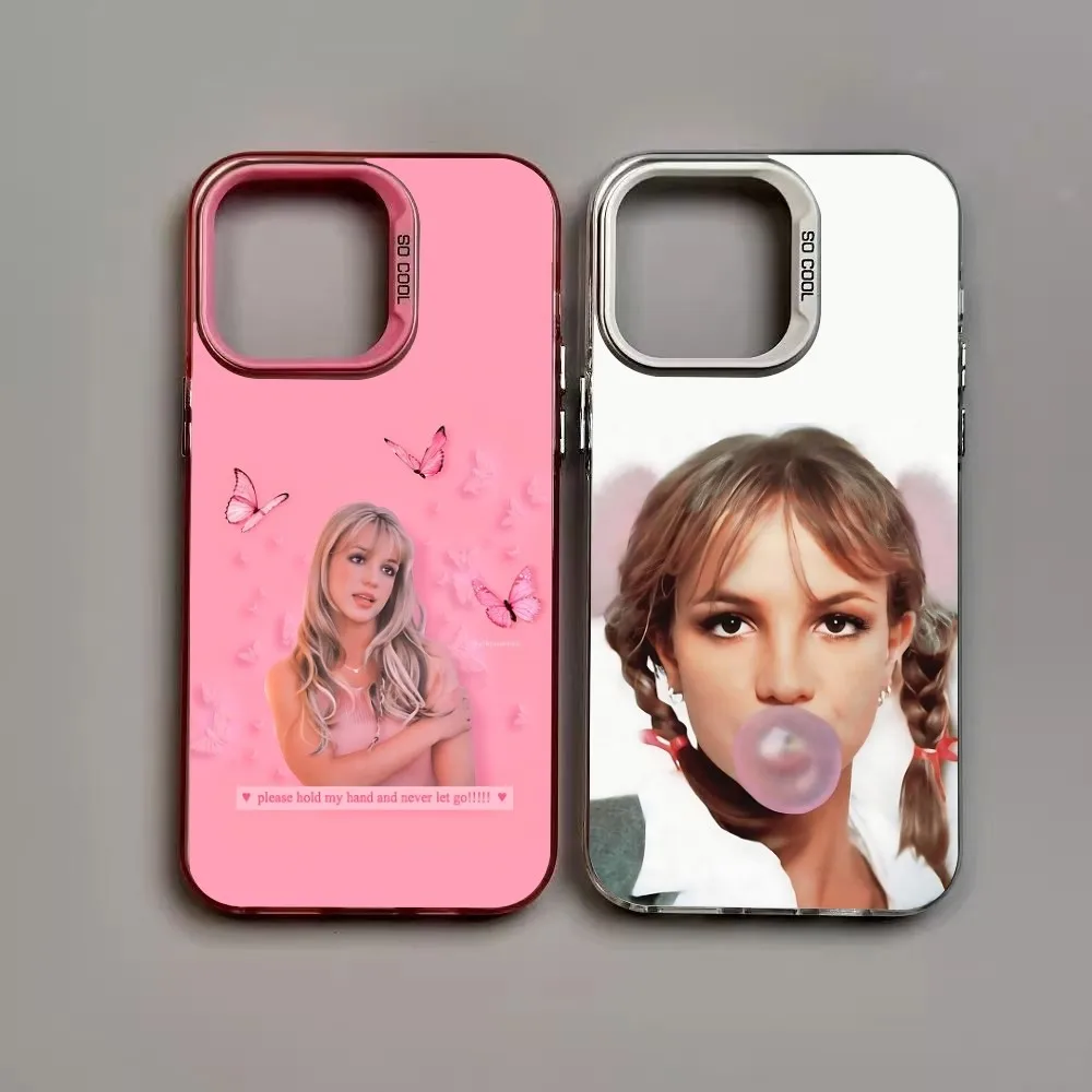 B-Britney s-spears Singer funda de teléfono para IPhone 16 15 14 13 12 11 Pro Max Plus Color a prueba de golpes cubierta trasera plateada