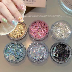 Multicolor Holographic Neon Shimmer Glitter Ice Muscle Aurora Nail Pigment Powder Fine Chrome Rubbing Dust Mirror Polish Decorat