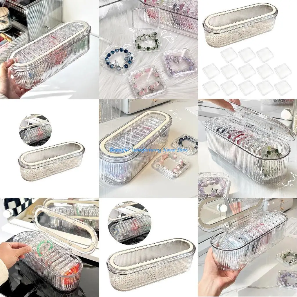 

E56A Portable Jewelry Organizers Box with 13 Bracelet Storage Cases Tarnish Acrylics