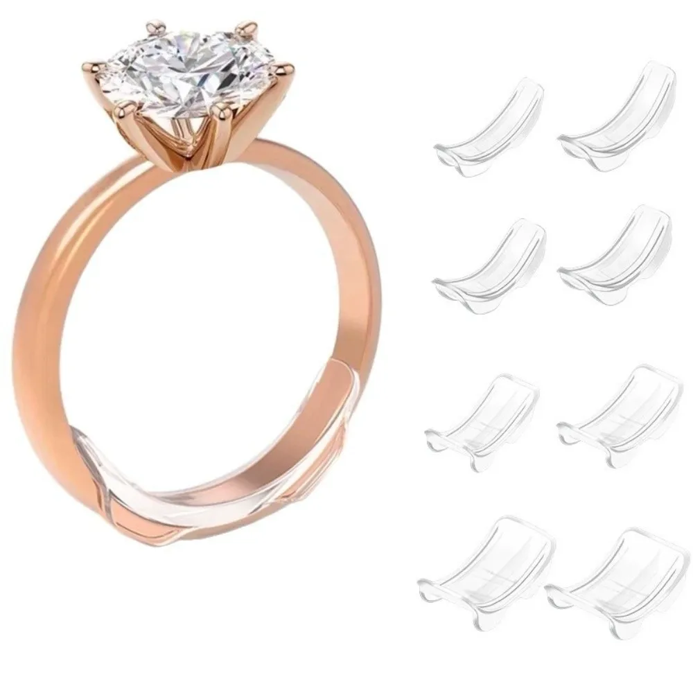 8Pcs/set Silicone Ring Size Adjuster Transparent Anti-Loss Ring Tighten Reducer Loose Rings Ring Size Retainer