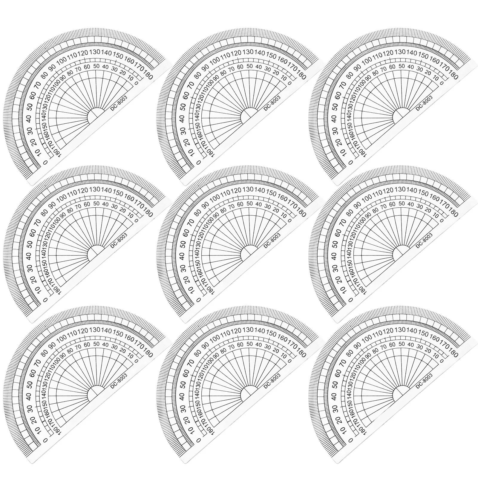 

10Pcs Protractor Geometry Angle Measurement Plastic Half Round 180 Degrees Clear Math School Office Supplies Protractor