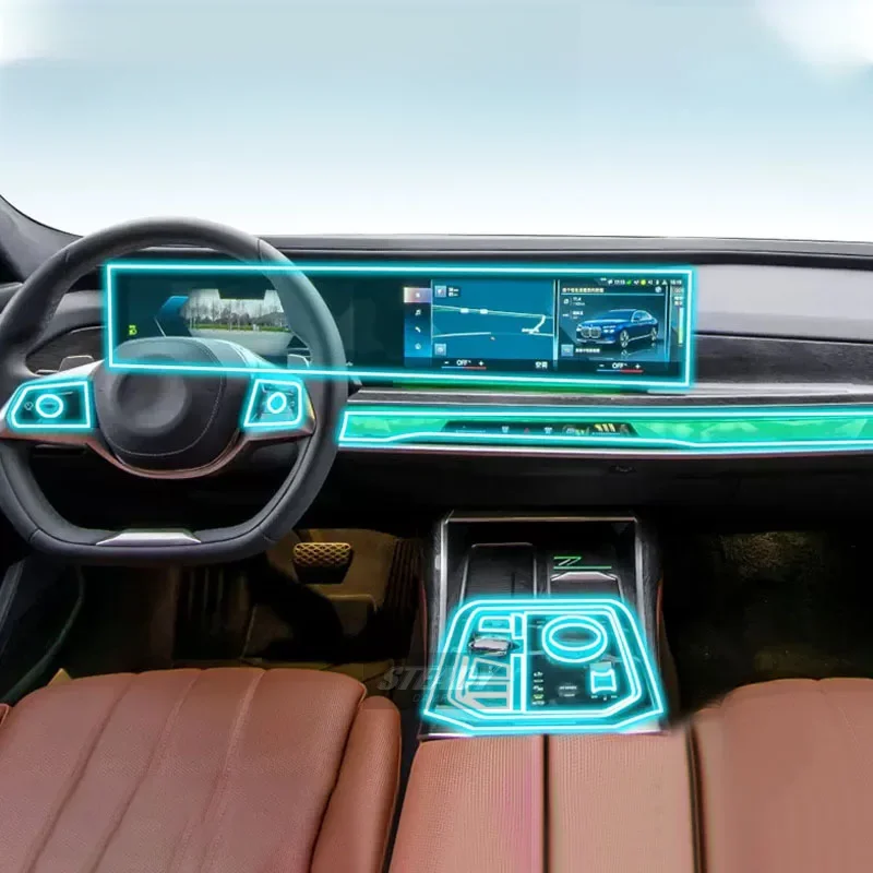 

For BMW G70 I7 Series 7 2023 Car Interior Center Console Transparent TPU PPF Protective Film Anti-scratch Repair Accessorie