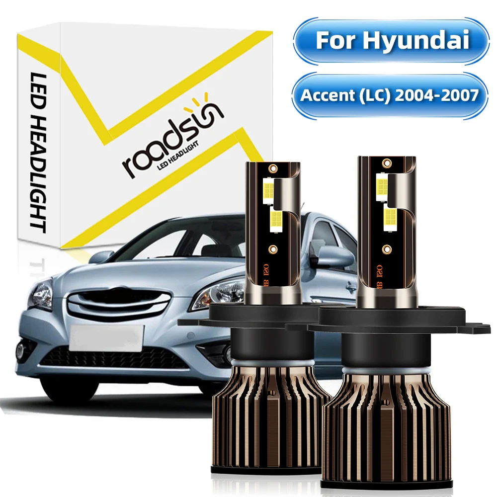 【For Hyundai Accent (LC) 2004-2007】LED Headlight Bulbs H4 Hi-Lo Beam 6000K White Light 25000LM 400% Super Bright Plug And Play