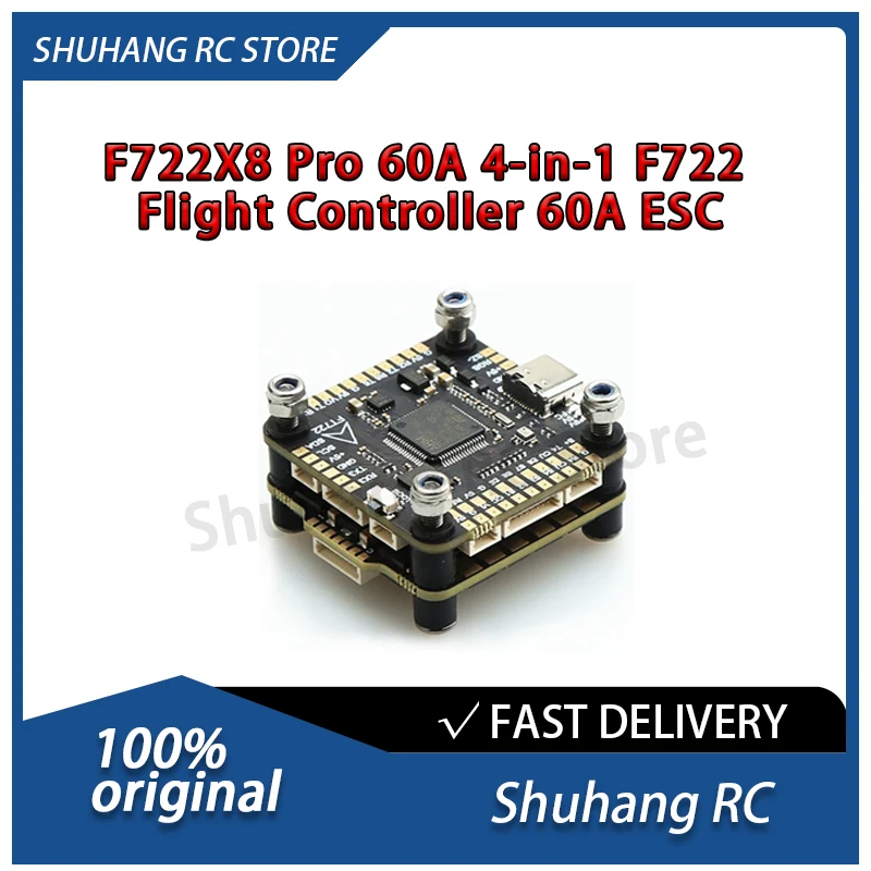 

Shuhang RC F722X8 Pro 60A 4-in-1 F722 Flight Controller 60A ESC for RC 7 inch 10 inch FPV Freestyle Racing Drone Accessories