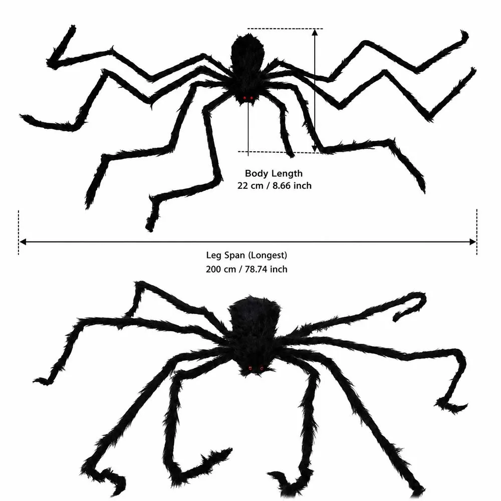 Große Schwarze Spinne für Halloween, Riesige Spinnendekoration, Professionelles Zubehör, für Außenbereich, Gruselige Dekoration