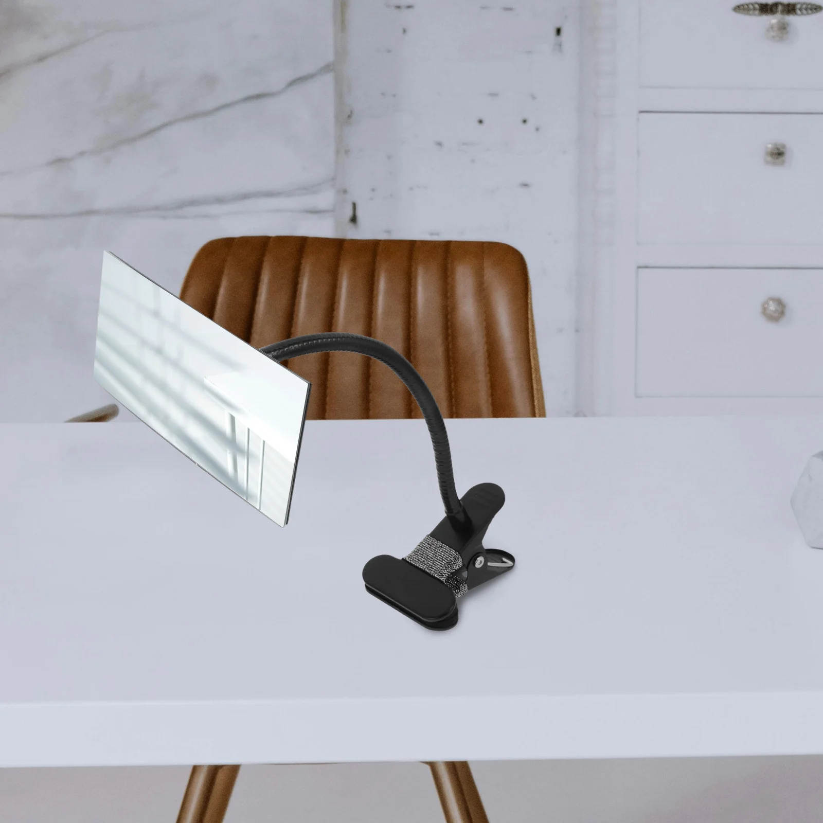 

Black Clip on Security Mirror Square for Desk Computer Monitor Cubicle Rear View Adjustable Angle High Definition Mirror