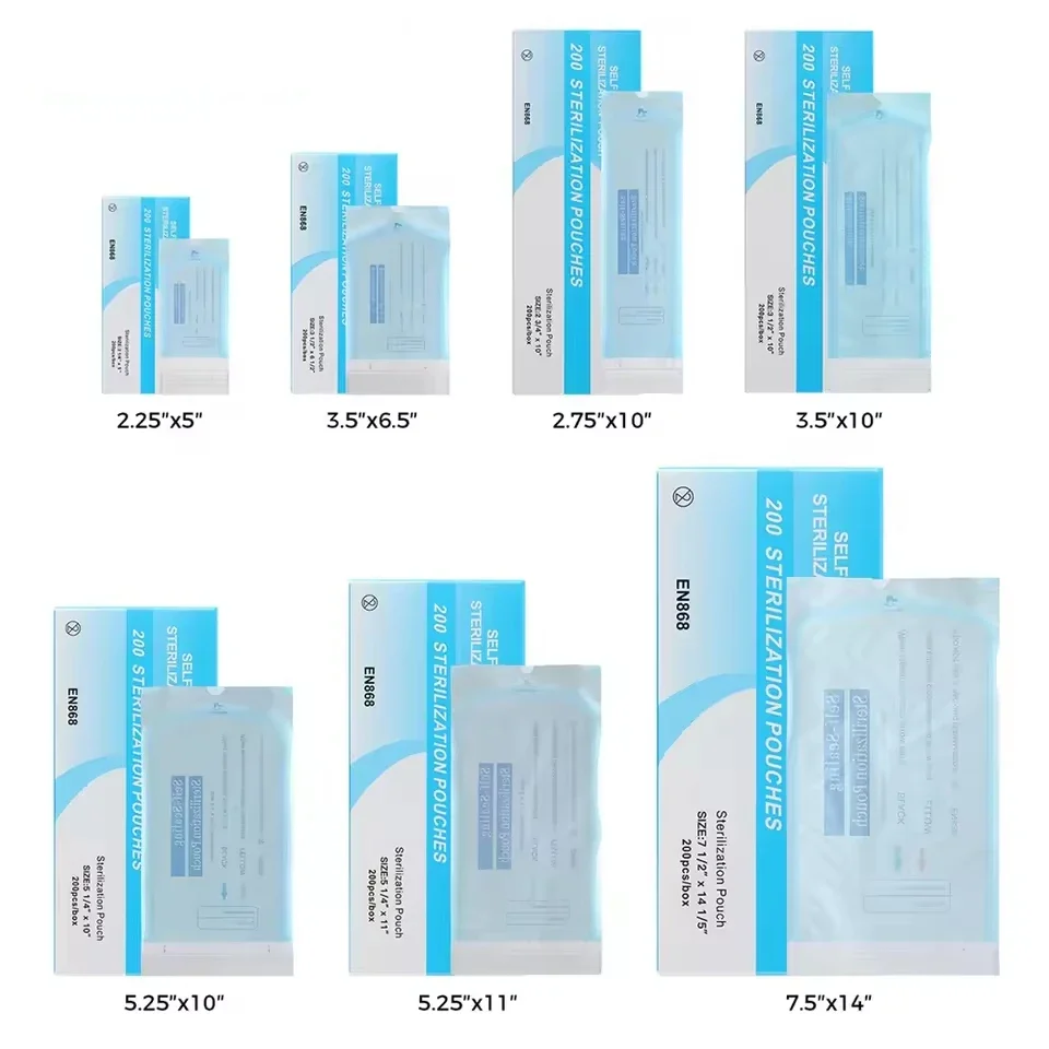 20/50/100Self-Sealing Sterilization Pouches Bags 7 Size Disposable Nail Art Disinfection Bag Tattoo Nail Dental Tool Storage Bag