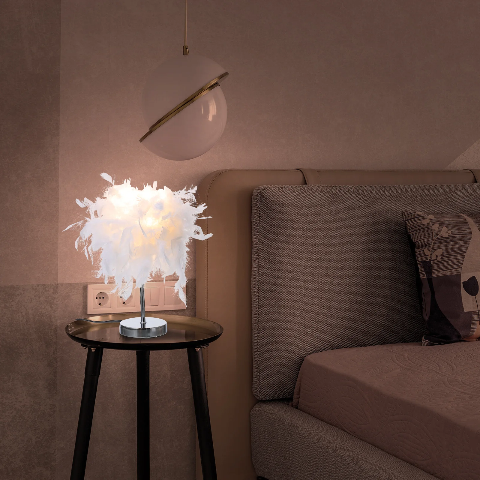 1Set Household Lamp Simple Design for Multiple Occasions Bedroom Tabletop Lamp Decor Eu Plug Stylish Lighting