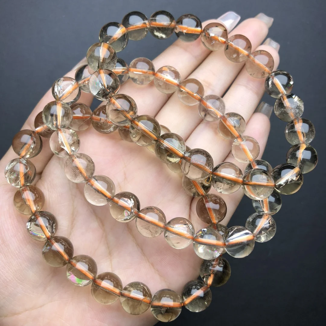 10MM Natural Smoky Quartz Bracelet Men Women Tea Brown Rock Crystal Healing Energy Bangles Yoga Meditation Jewelry Gifts 1PCS