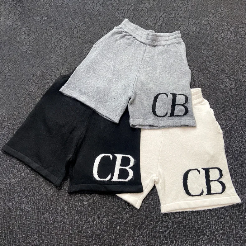 25ss Oversized CB Logo Mens Shorts Top Quality CB Jacquard Shorts Black Casual Women Woolen Knitting Pants With Tags