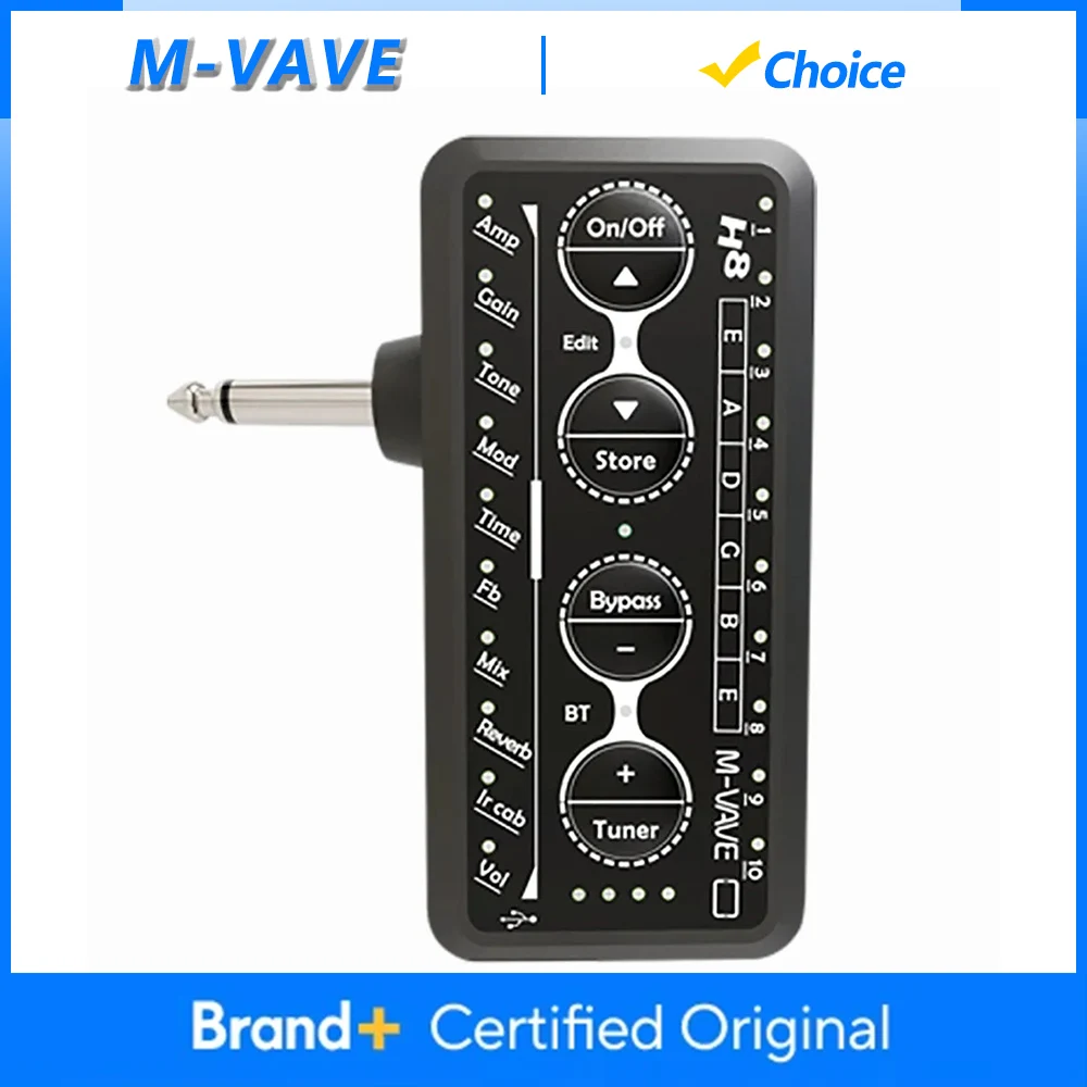 

M-VAVE H8 гитарный усилитель для наушников, портативный перезаряжаемый мини-гитарный штекер, встроенный эффект реверберации с задержкой для электрического баса