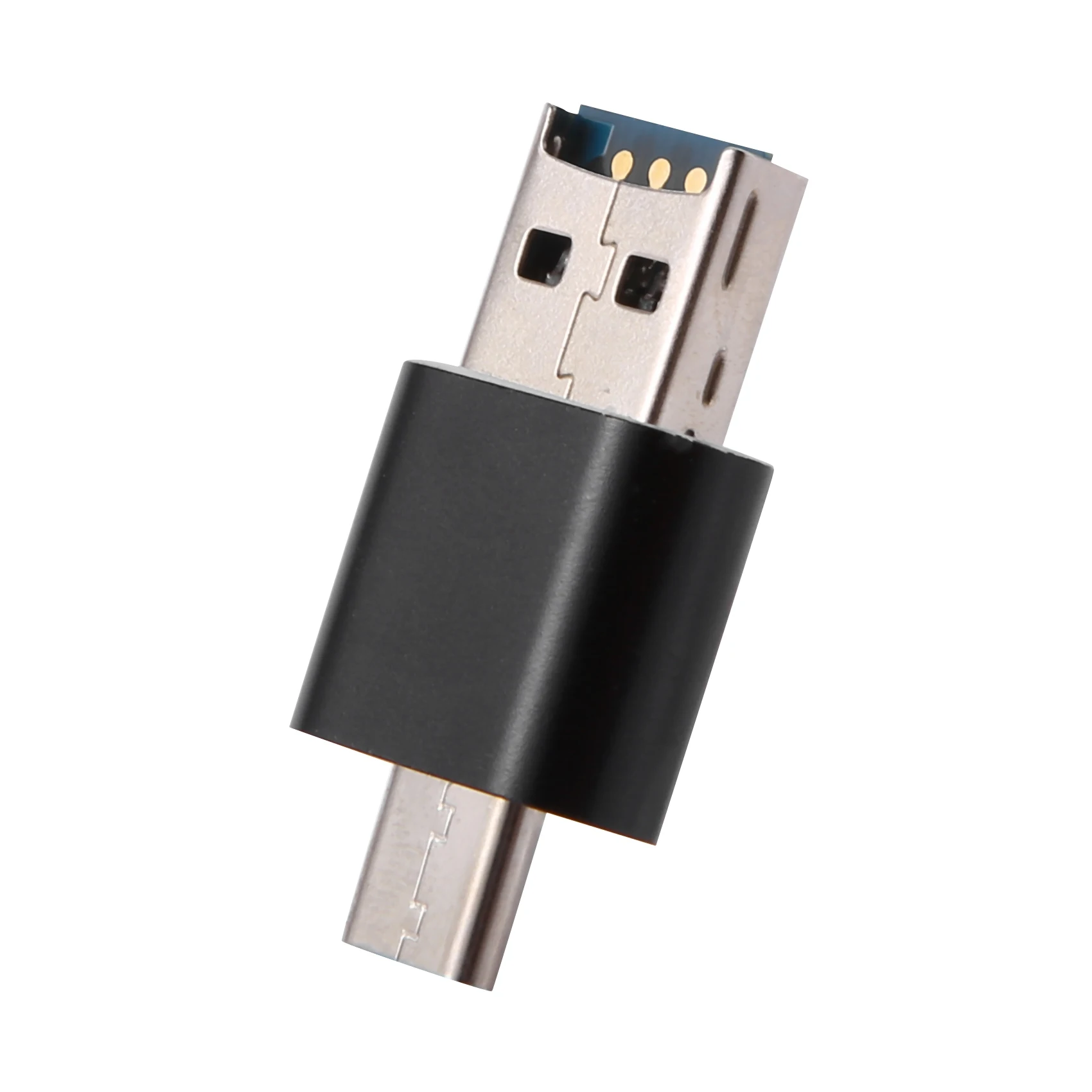 เครื่องอ่านการ์ดอะลูมิเนียม USB Type C OTG Micro-sd/tf อะแดปเตอร์เครื่องอ่านการ์ดการ์ดความจำภายนอกสำหรับคอมพิวเตอร์โทรศัพท์มือถือ (สีดำ)