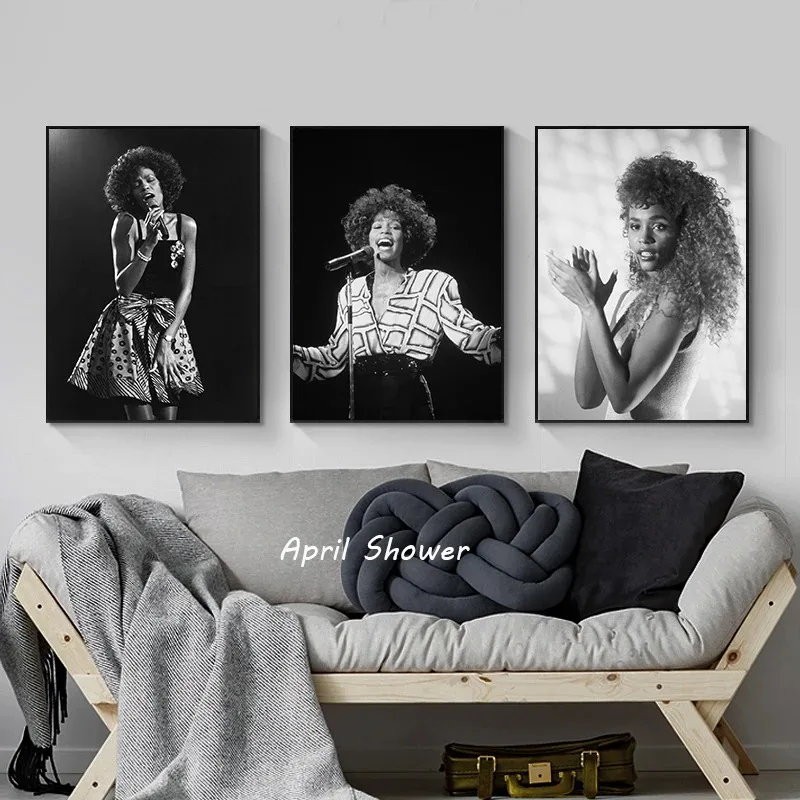 نجم موسيقى سوبر مشهور ، مغني ويتني هيوستن ، ملصقات عتيقة ، لوحة قماشية ، مطبوعات ، فن جداري ، غرفة ، ديكور منزلي #3