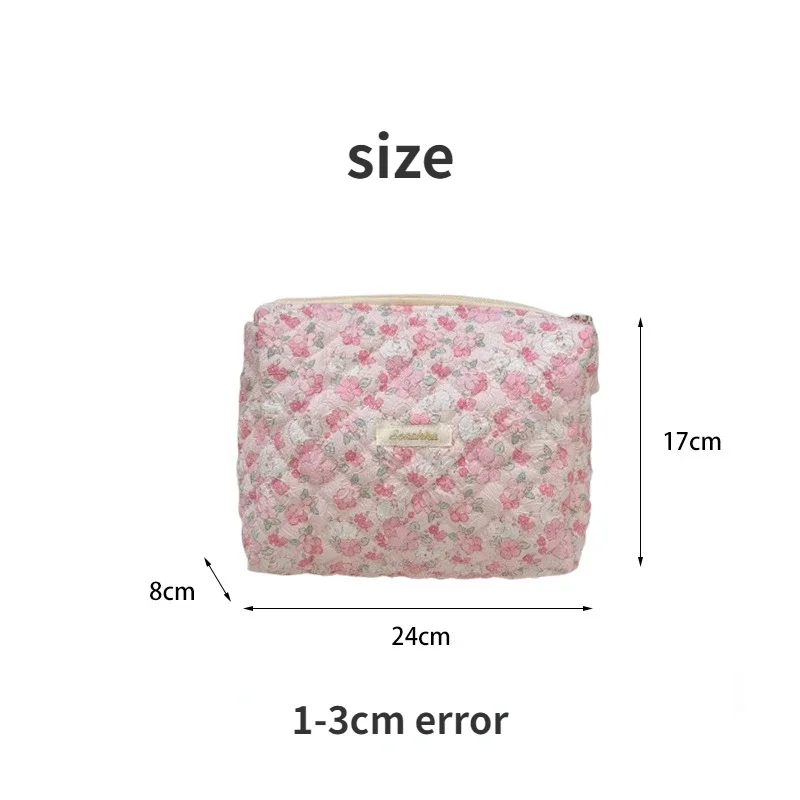 Cartoon Portable Girls Cosmetic Bags Cute Flower Travel Female Makeup Case Storage Bag Sweet Floral Ladies Purse Clutch Handbags