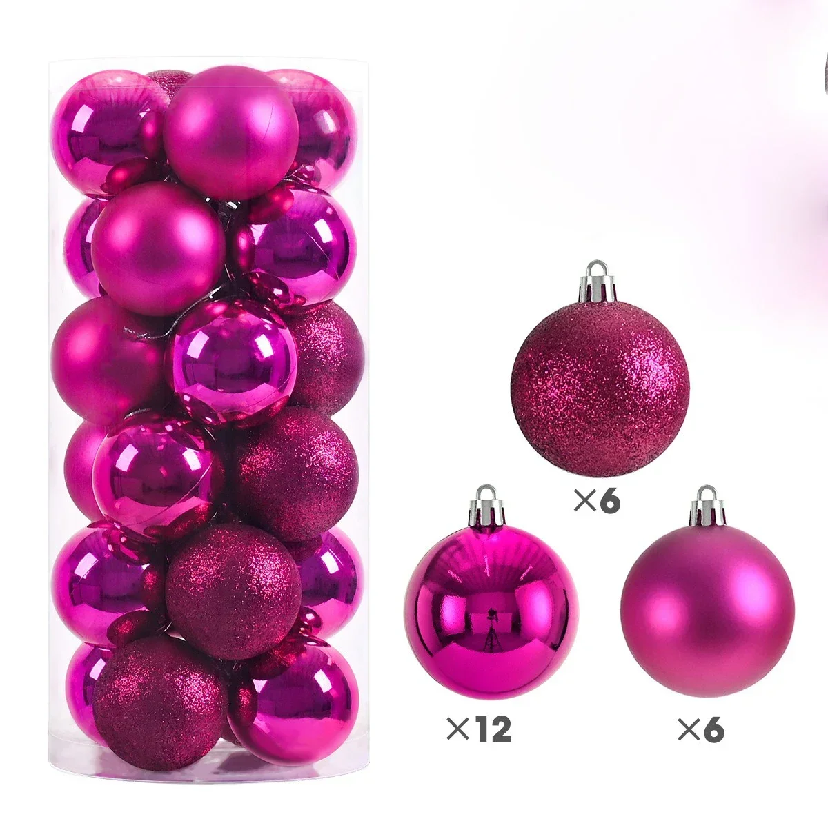 Hot 24Pcs 3/4/6cm Weihnachten Baum Kugeln Mehrfarbige Weihnachten Ball Dekorationen Glitter Weihnachten Baubles ornament Ball Party Wohnkultur – Detail 9